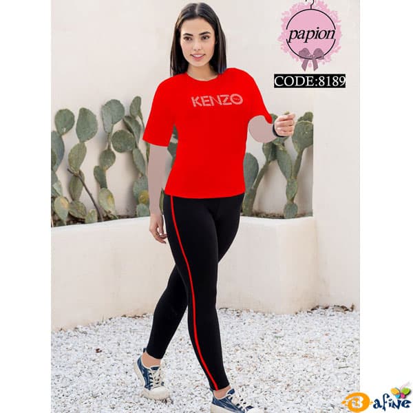 ست دو تیکه تیشرت و شلوار زنانه کنزو کد 81892