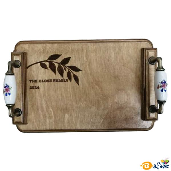 سینی پذیرایی چوبی دسته دار کد K307 — تصویر ۲