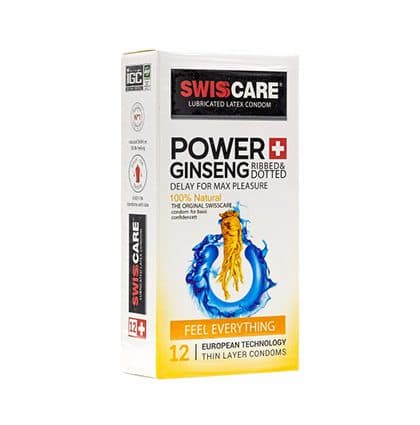 کاندوم تاخیری و خاردار مدل Power Ginseng سوئیس کر (12عدد) — تصویر ۳