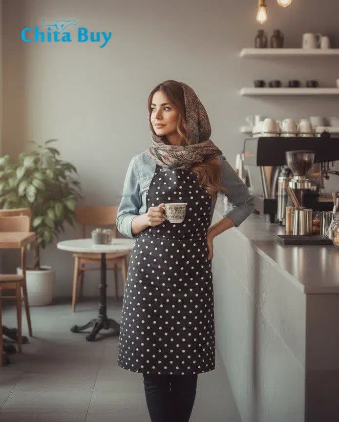 پیش بند خالدار پارچه کجراه