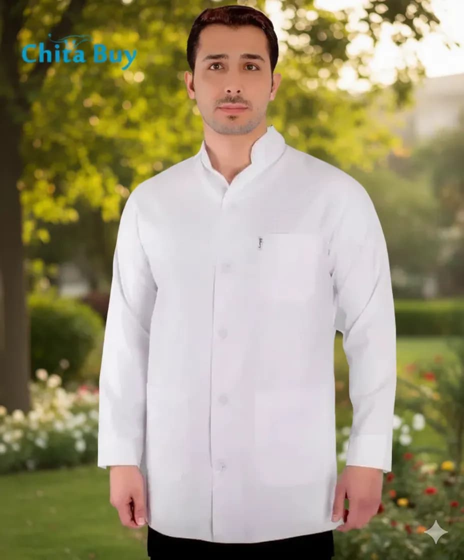 روپوش کوتاه سفید مردانه کجراه یقه دیپلمات