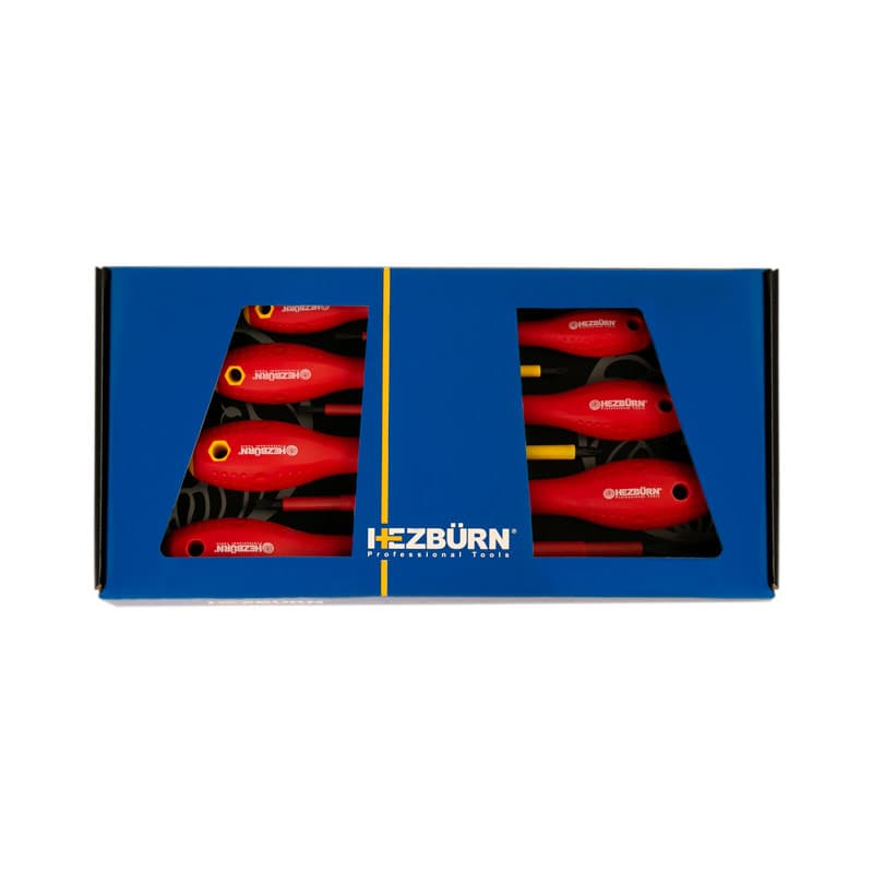 ست پیچ گوشتی عایق برق تخت و چهار سو 7 عددی مدل H1049007VDE برند HEZBURN — تصویر ۱۰