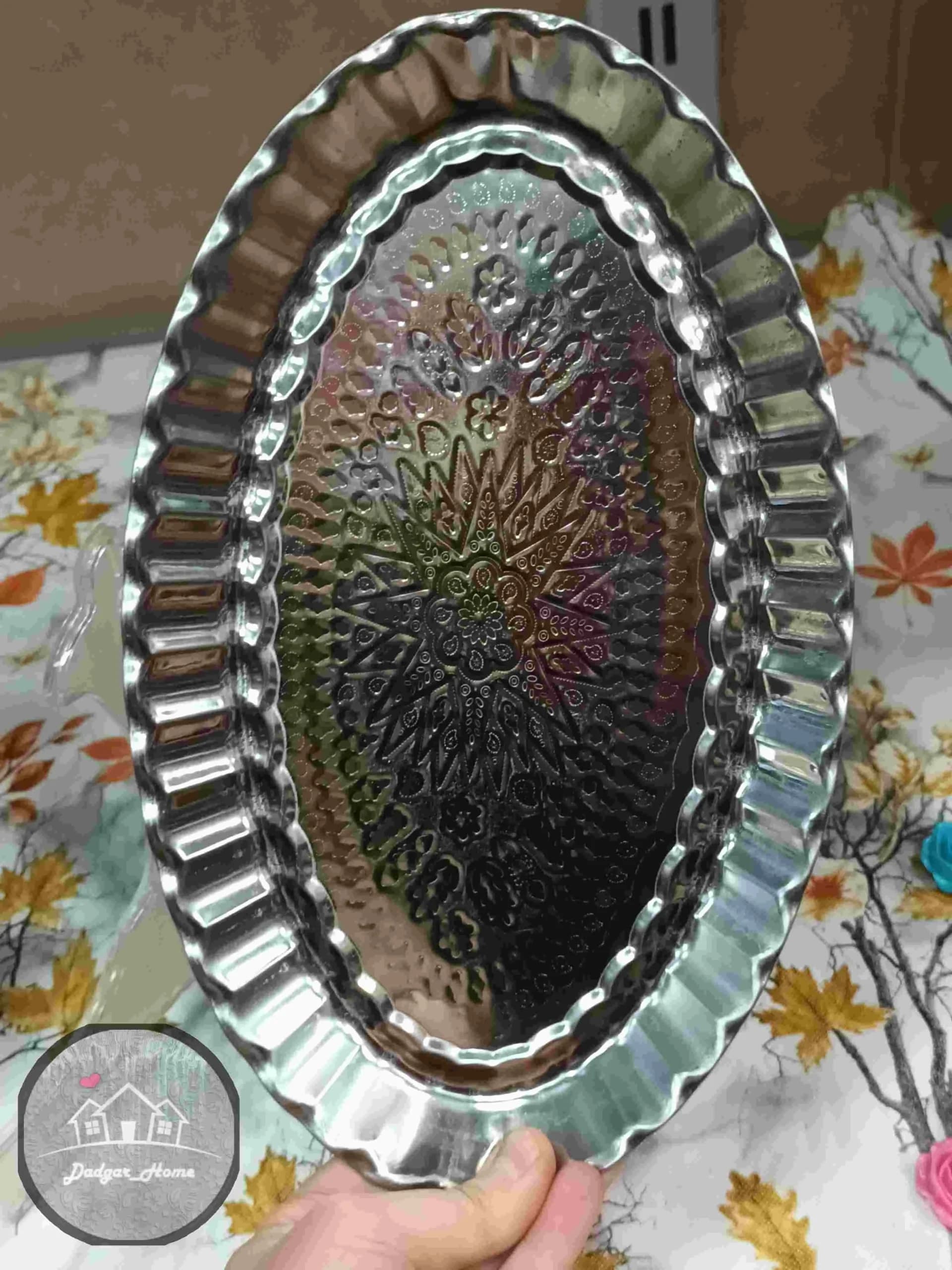 سینی استیل بیضی طرحدار — تصویر ۴