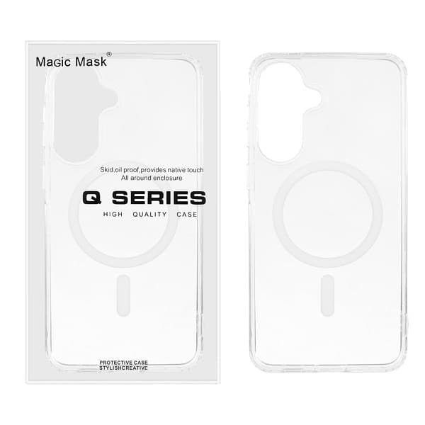 قاب اورجینال Magic Mask پشت سخت شفاف MagSafe دور ژله ای Samsung Galaxy A56 / A36 – سفید (پک دار)