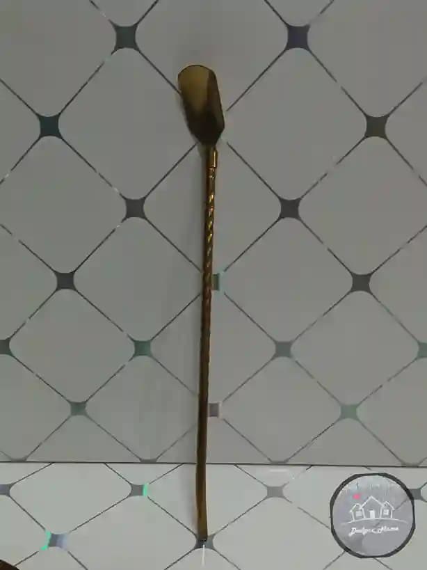 نی نوشیدنی قاشق دار طلایی — تصویر ۴