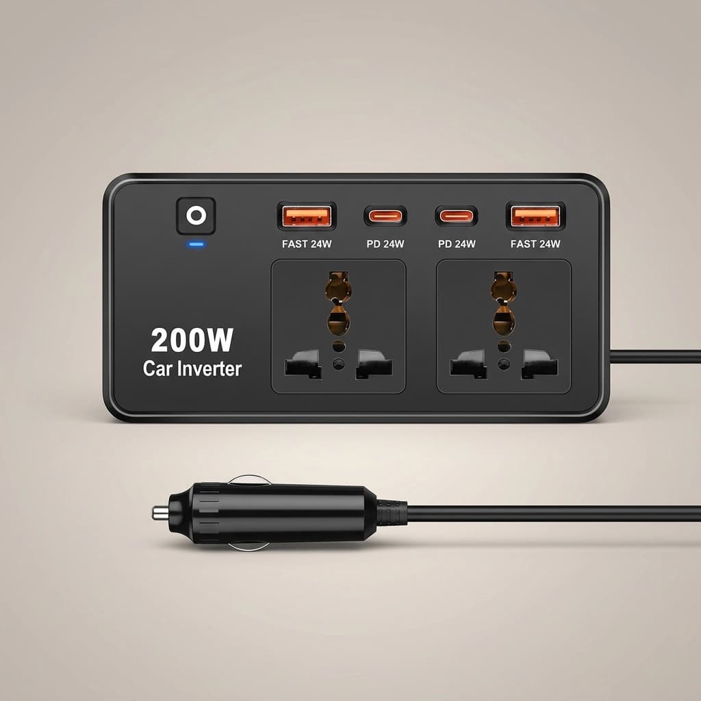اینورتر فندکی گرین لاین مدل GC-200 ظرفیت ۲۰۰ وات — تصویر ۵