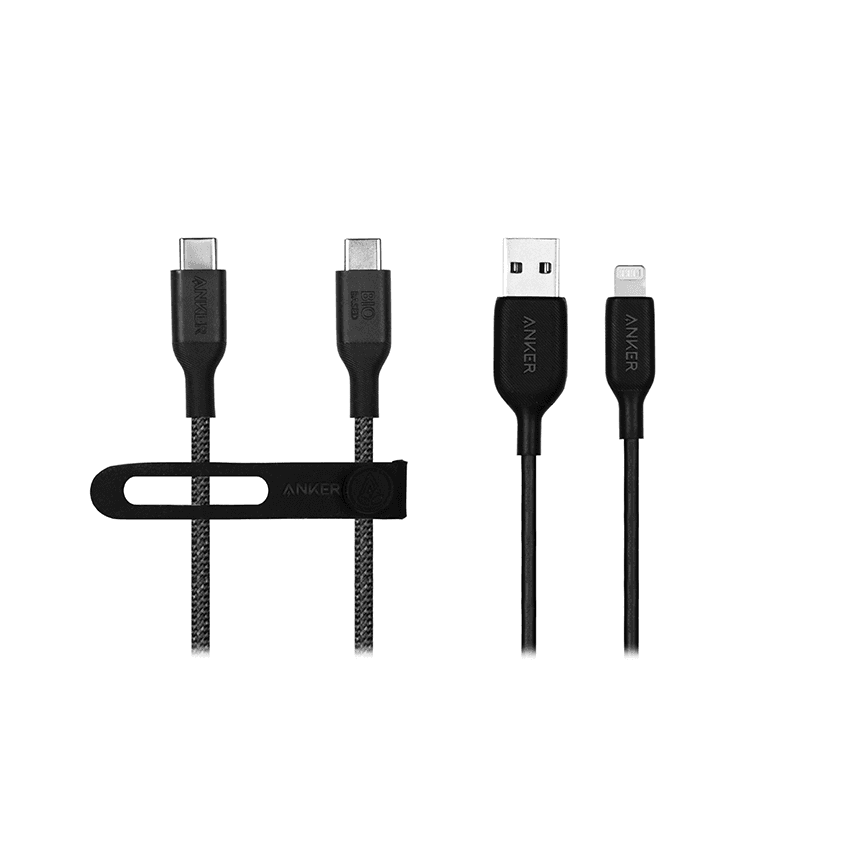 کابل USB-C انکر مدل A80F5H11 طول 0.9 متر به همراه کابل USB-A به لایتنینگ انکر مدل A8812H11 طول 0.9 متر