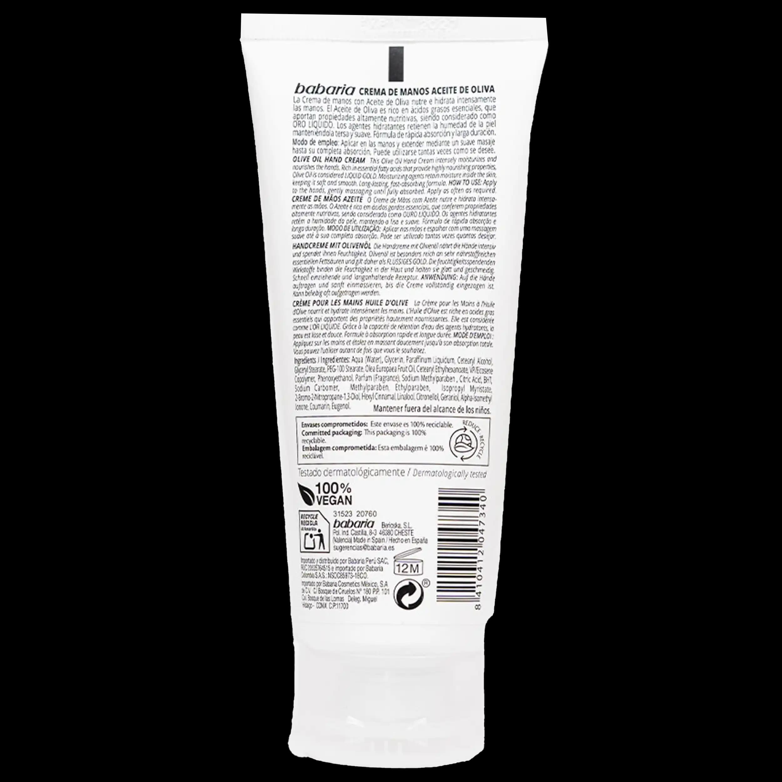 کرم دست روغن زیتون باباریا | Babaria Olive Oil Hand Cream 75ml — تصویر ۹