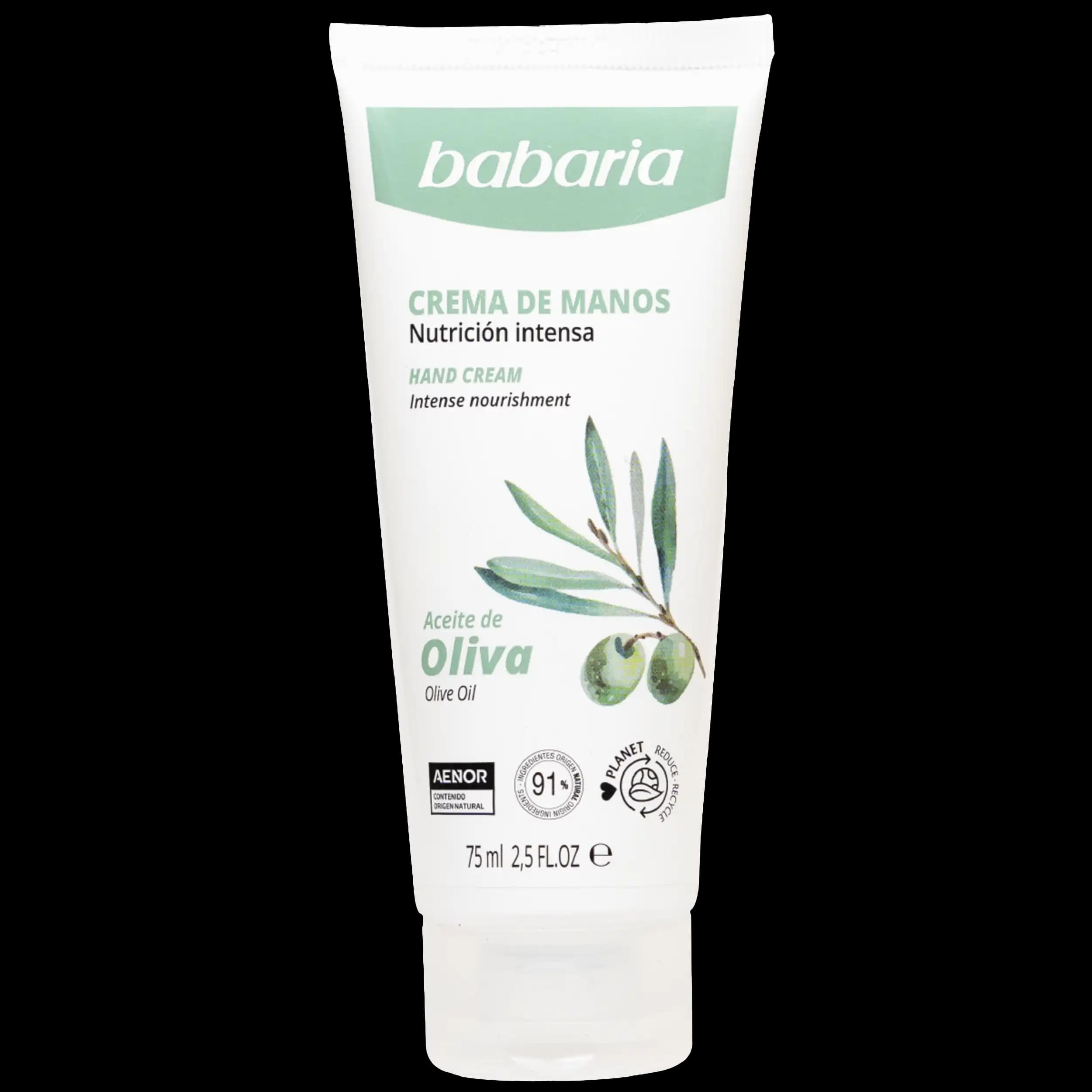 کرم دست روغن زیتون باباریا | Babaria Olive Oil Hand Cream 75ml