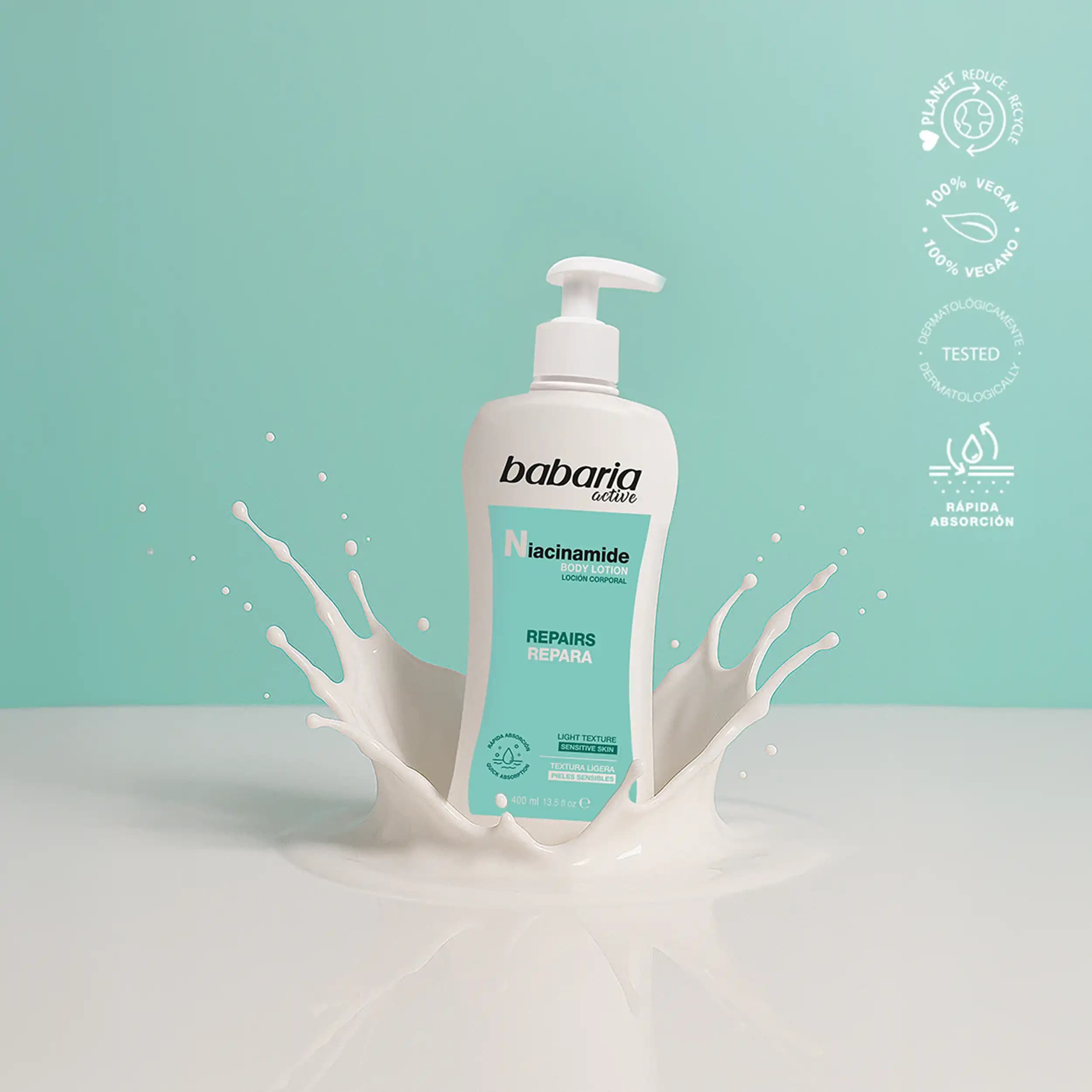 لوسیون بدن نیاسینامید باباریا | Babaria Body Milk Niacinamide 400ml — تصویر ۱۱