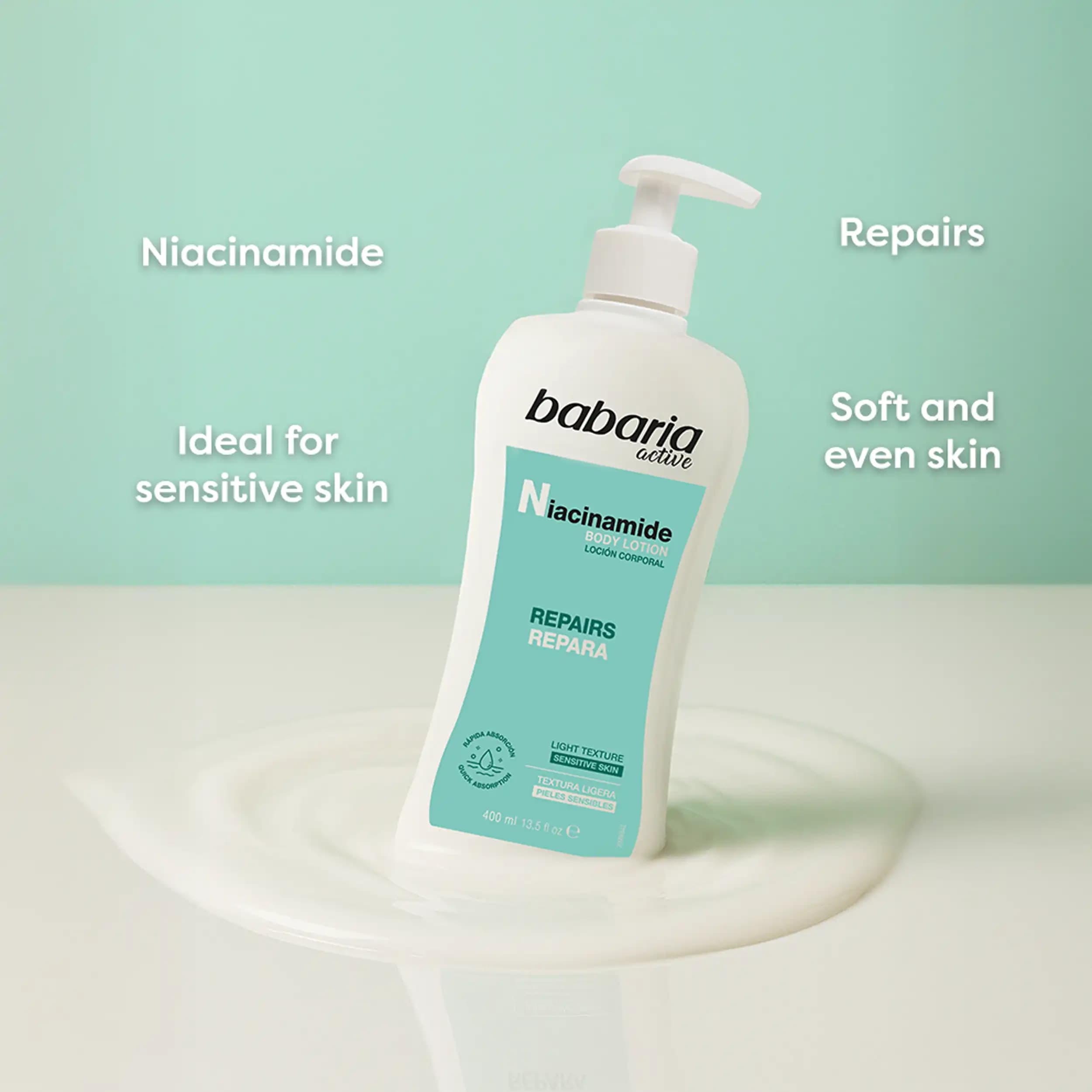 لوسیون بدن نیاسینامید باباریا | Babaria Body Milk Niacinamide 400ml — تصویر ۸
