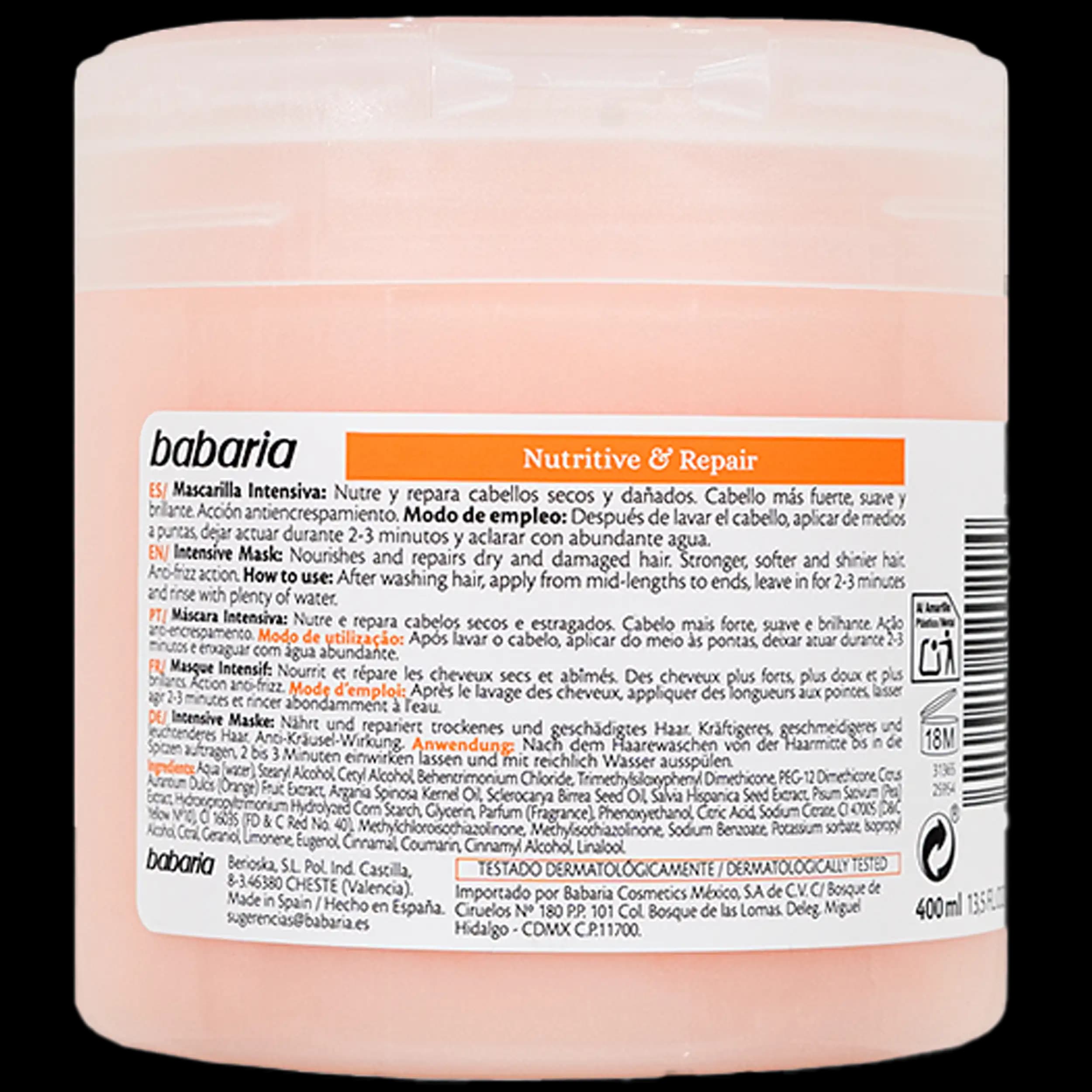 ماسک مو مغذی و ترمیم کننده قوی باباریا | Babaria Nutritive & Repair Intensive Mask 400ml — تصویر ۵