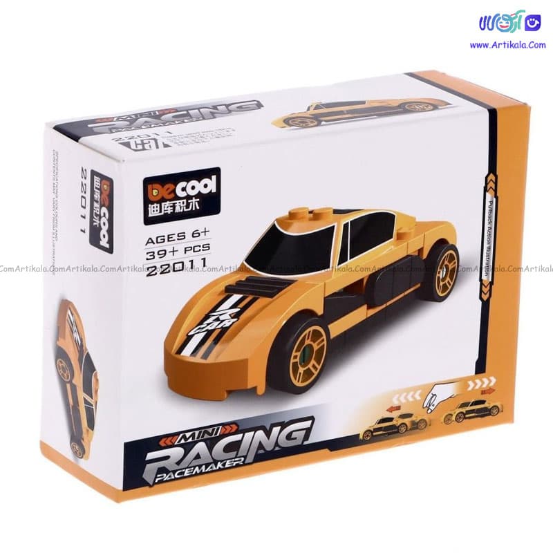 لگو ماشین مسابقه نارنجی عقب کش مدل decool 22011
