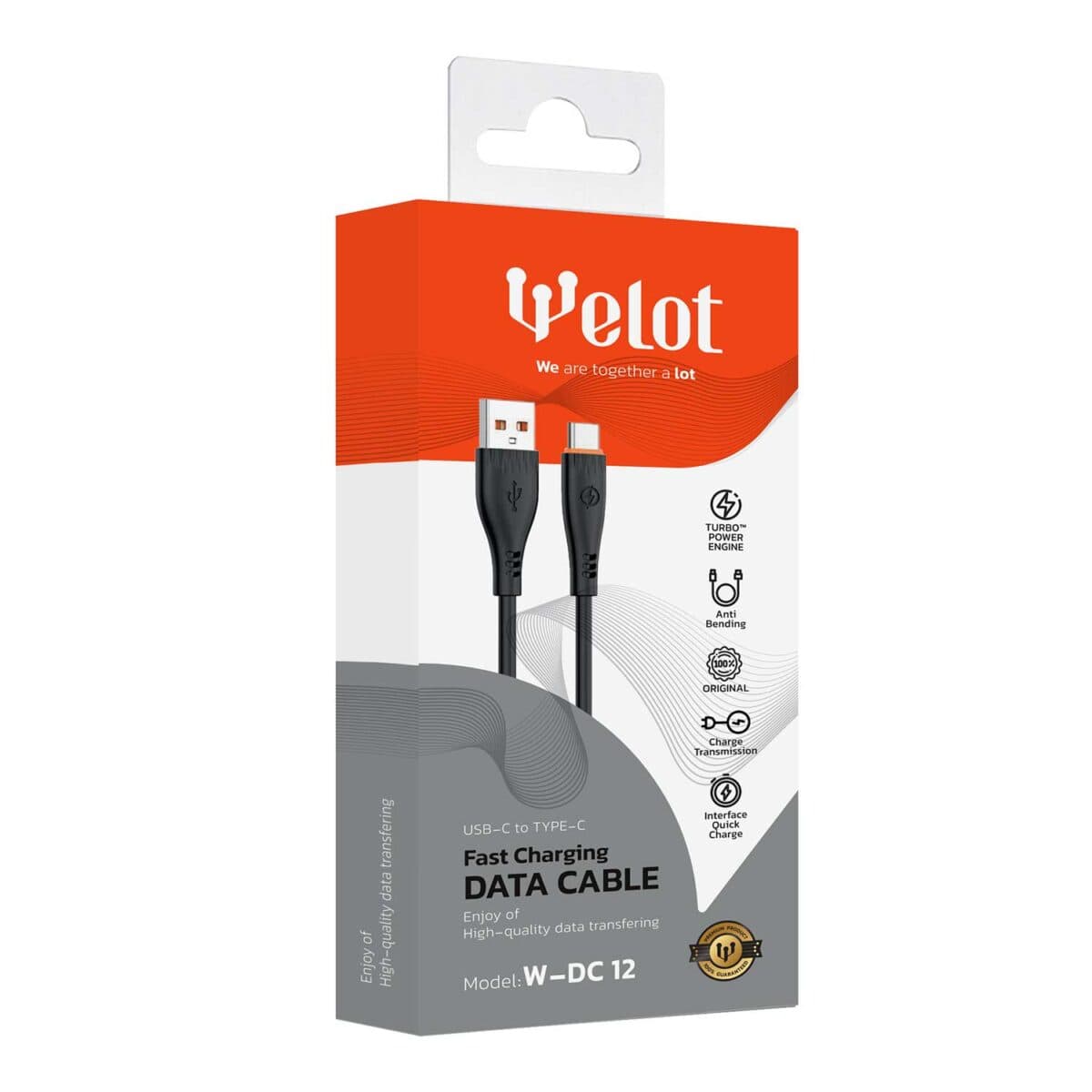 کابل شارژ کنفی تایپ سی ویلوت مدل DC-12C