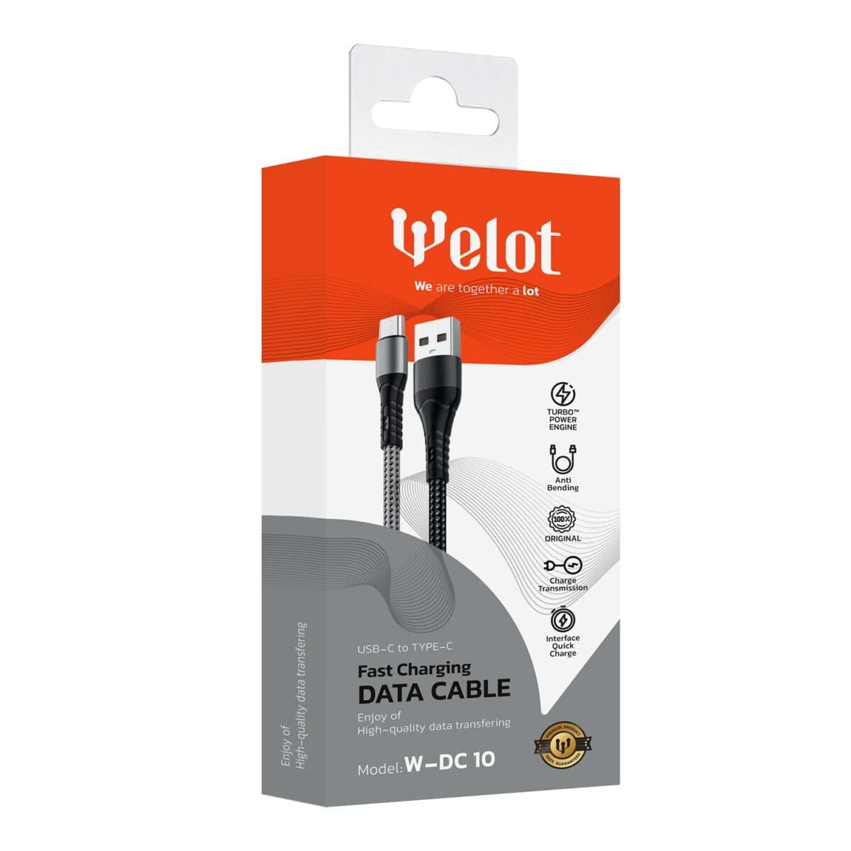 کابل شارژ کنفی دو سر تایپ سی ویلوت مدل DC-10CC