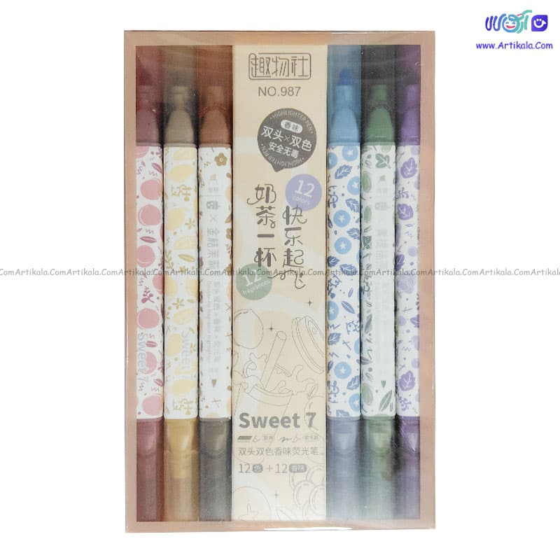 ماژیک هایلایت دو سر معطر میوه‌ای 6 عددی برند Sweet 7 کد 987