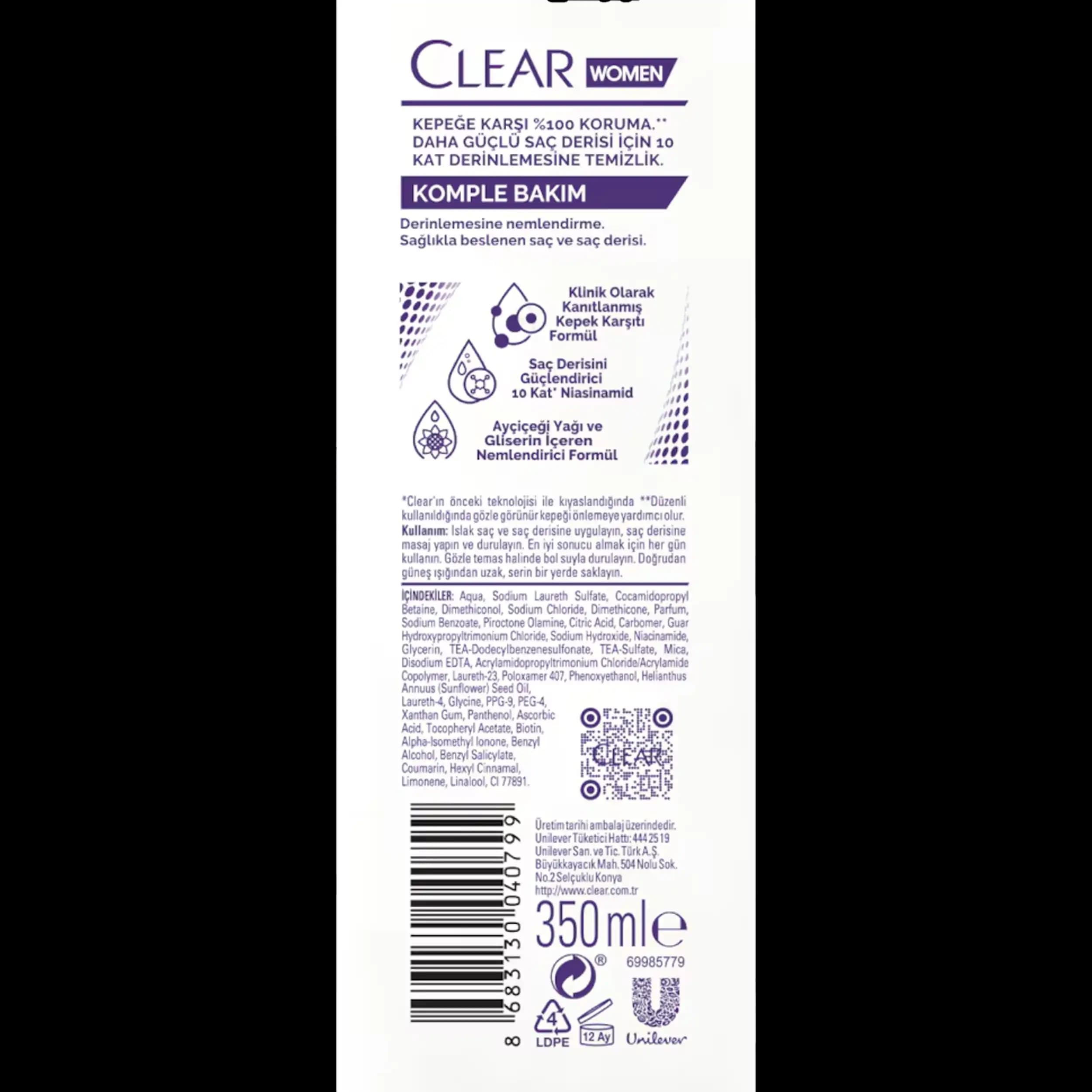 شامپو زنانه کلیر مراقبت کامل | CLEAR Women Complete Care Anti‑Dandruff Shampoo 350 ml — تصویر ۷