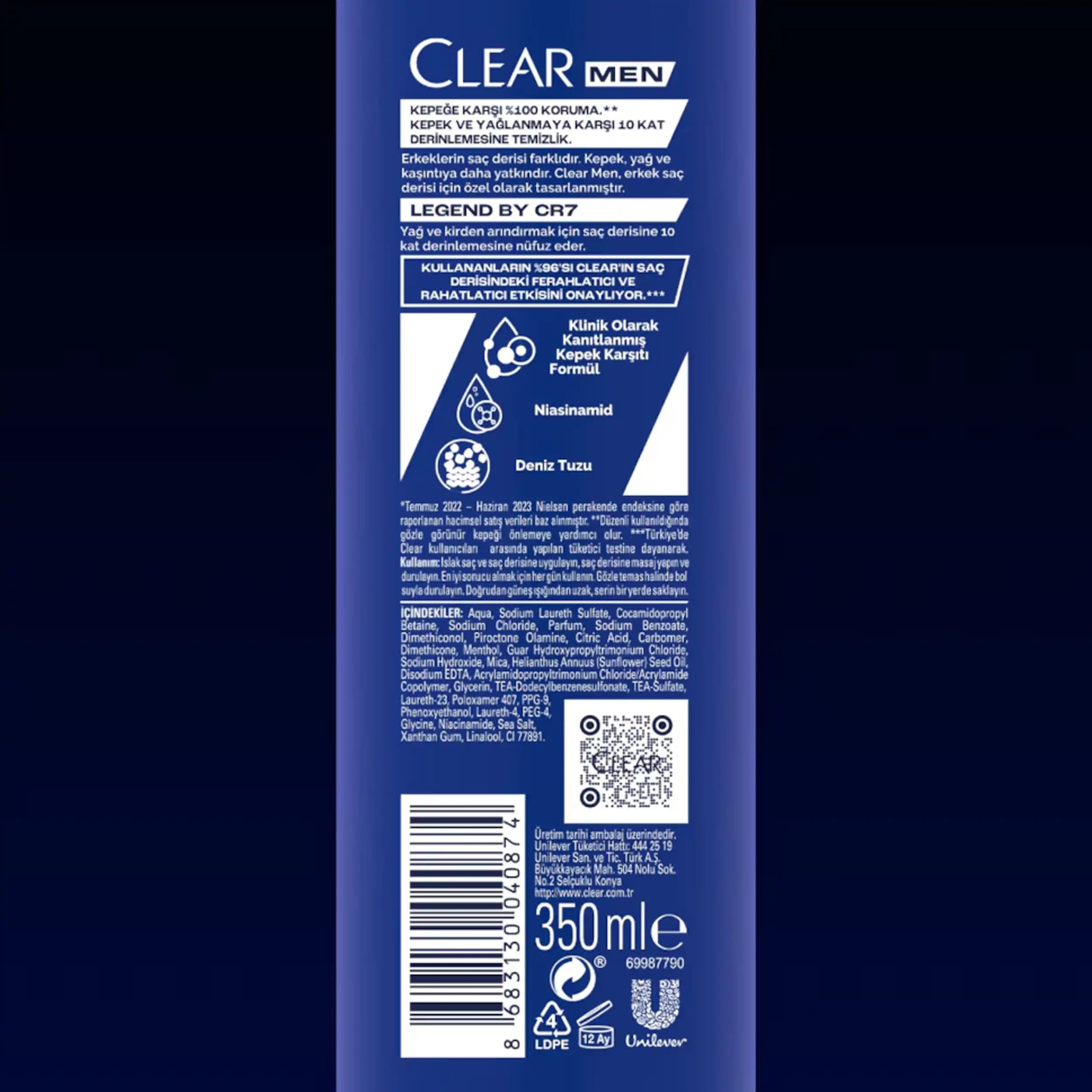 شامپو مردانه کلیر ضد شوره رونالدو | CLEAR Men Ronaldo Limited Edition Shampoo 350 ml — تصویر ۴