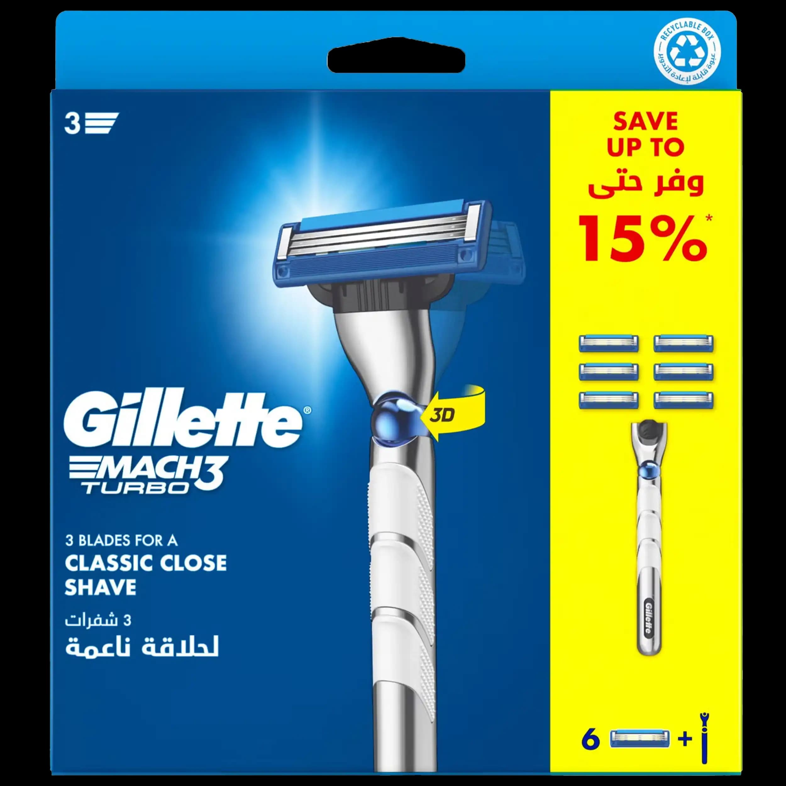 ژیلت مچ 3 توربو 2 یدک | Gillette MACH3 Turbo Men’s Razor — تصویر ۶