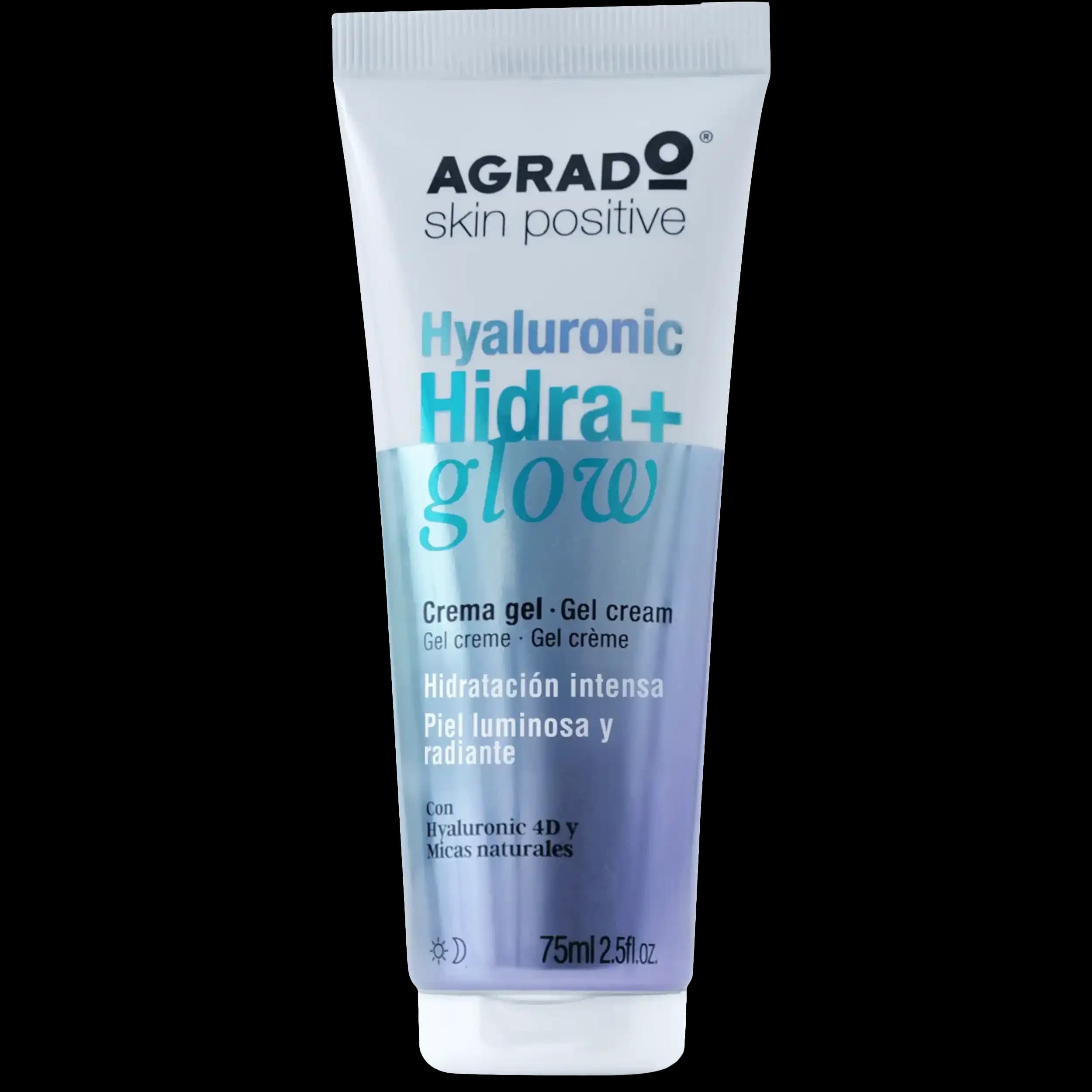 ژل کرم درخشان کننده هیالورونیک هیدرا پلاس آگرادو | Agrado Hyaluronic Hydra+ glow gel cream 75ml