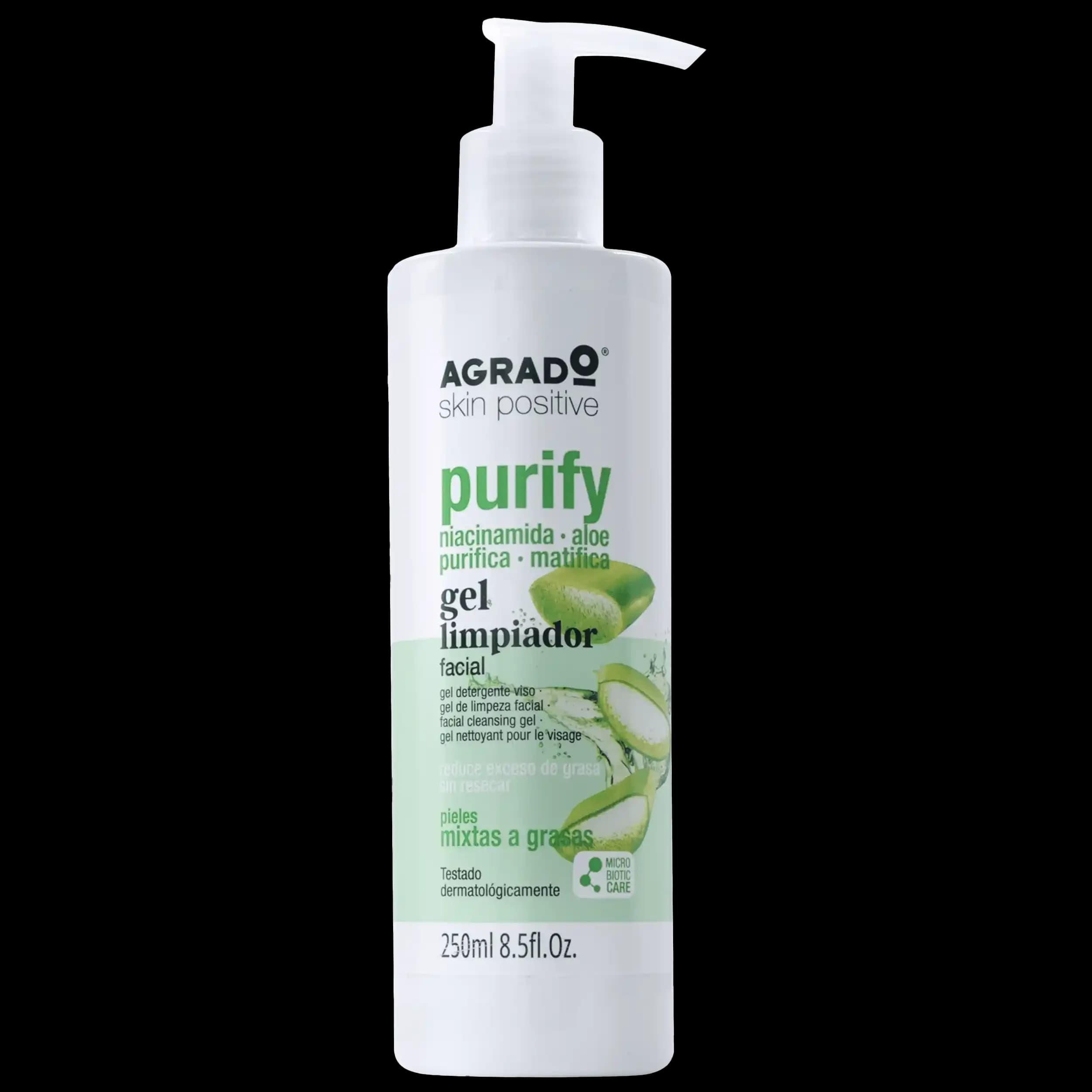 ژل شستشوی صورت آلوئه ورا آگرادو | Agrado Purify Facial Cleansing Gel 250ml — تصویر ۲