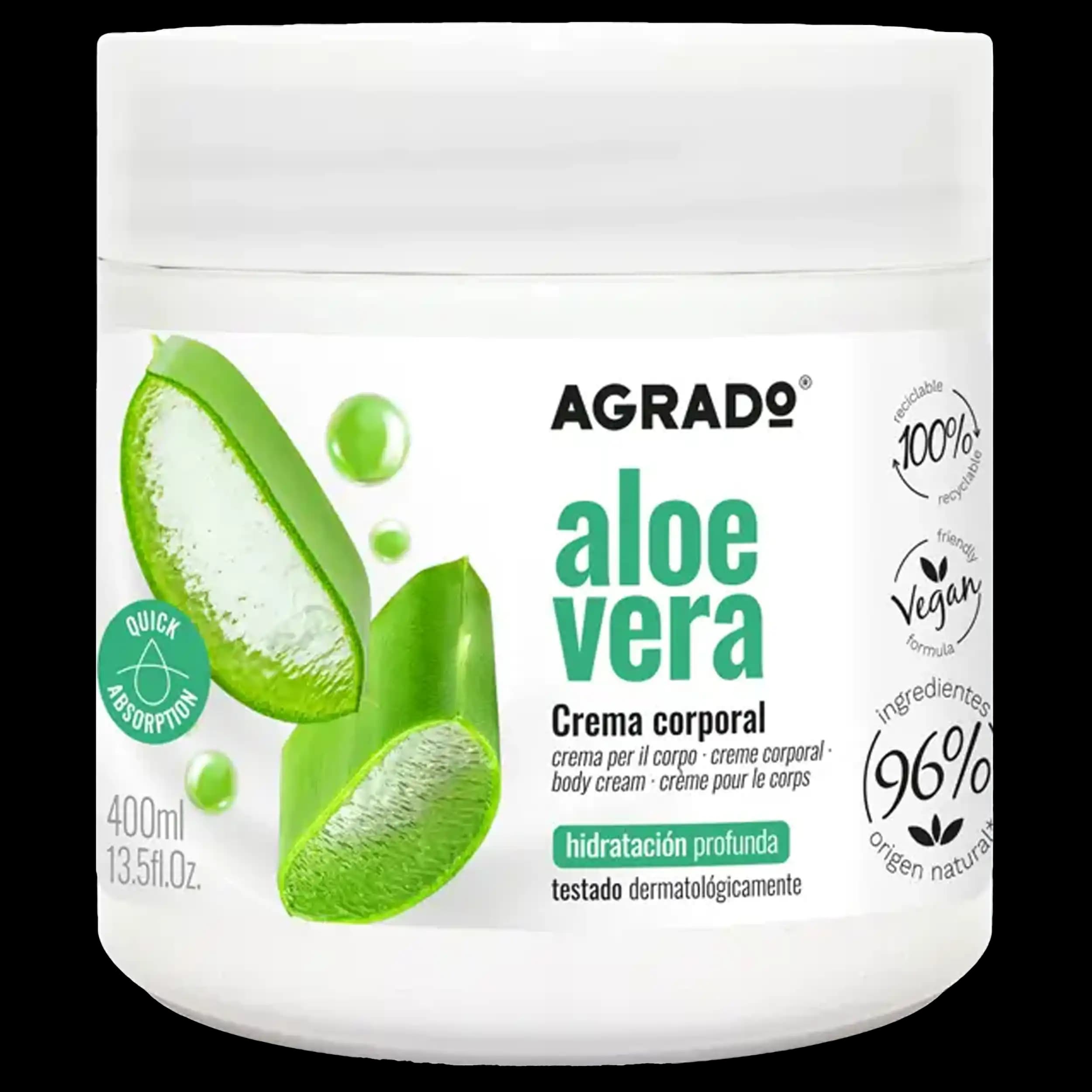 کرم بدن آلوئه ورا آگرادو | Agrado Aloe Vera Body Cream 400ml