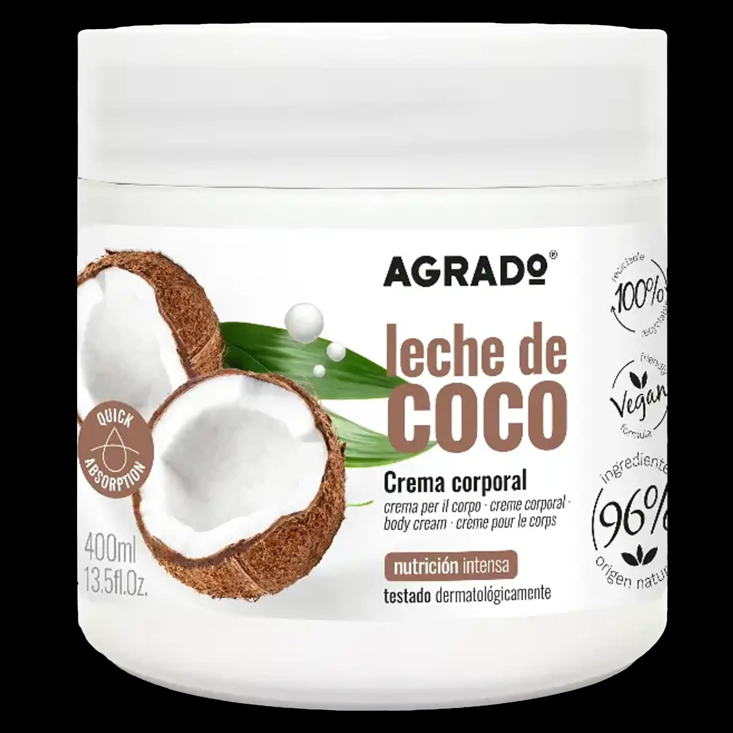 کرم بدن شیر نارگیل آگرادو | Agrado Coconut Milk Body Cream 400ml