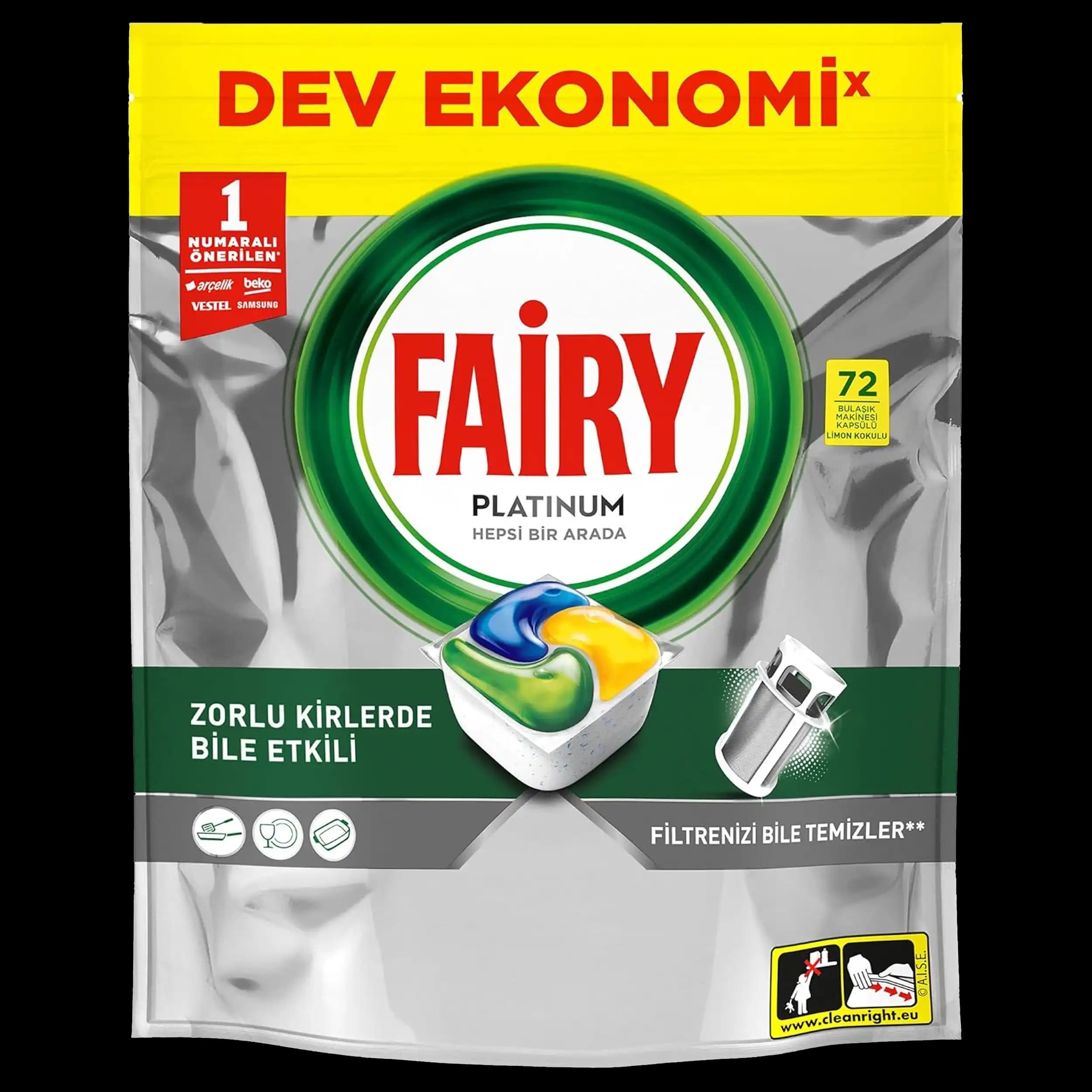 قرص ماشین ظرفشویی فیری پلاتینیوم 72 عددی | Fairy All in one Platinum Dishwasher Tablets 72ct — تصویر ۱۰