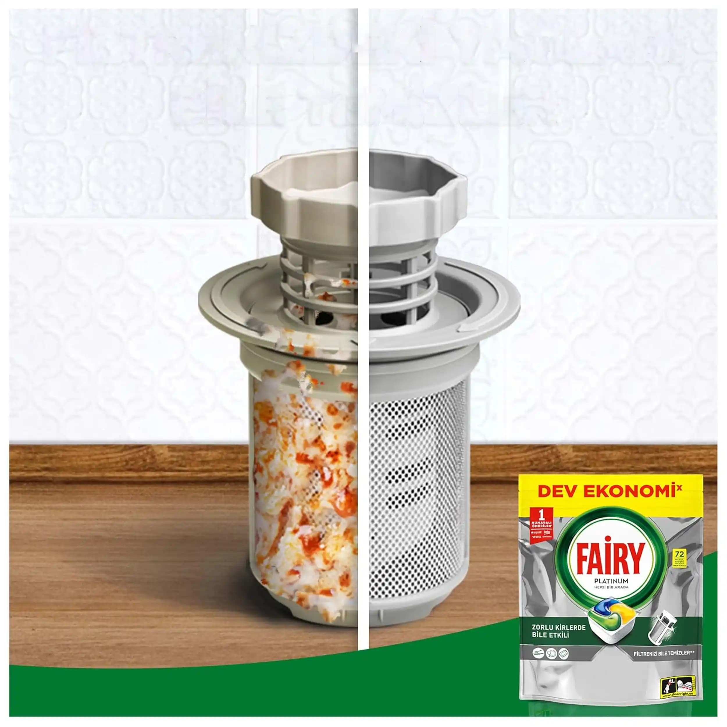 قرص ماشین ظرفشویی فیری پلاتینیوم 72 عددی | Fairy All in one Platinum Dishwasher Tablets 72ct — تصویر ۳