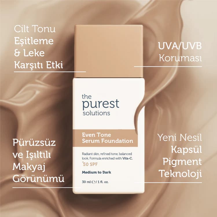 کرم پودر سرمی ضدلک +EVEN TONE SPF 50 پیورست – رنگ medium to dark — تصویر ۱۲