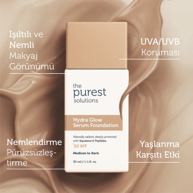 کرم پودر سرمی مرطوب‌کننده و درخشان‌کننده HYDRA GLOW SPF 50+ پیورست – رنگ medium to dark — تصویر ۶