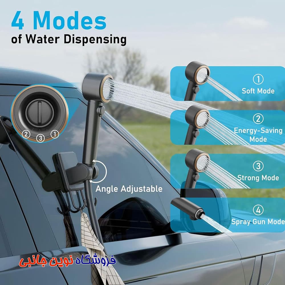 دوش کمپینگ شارژی با مخزن 20 لیتری گرین لاین مدل Camping Shower ا Green Lion Portable Camping Shower with 20L Collapsible Water Bucket (تک/عمده) — تصویر ۴