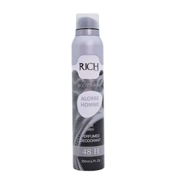 اسپری خوشبو کننده مردانه آلور هوم ریچ Rich Body Spray Alorre Homme 200Ml