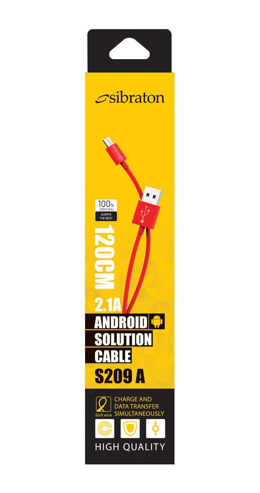 کابل تبدیل USB به microUSB سیبراتون مدل S209A طول 1.2 متر