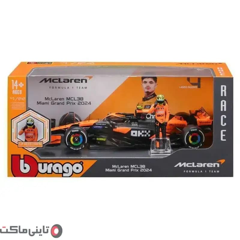 ماکت ماشین فرمول یک McLaren با فیگور نوریس برند Bburago — تصویر ۴