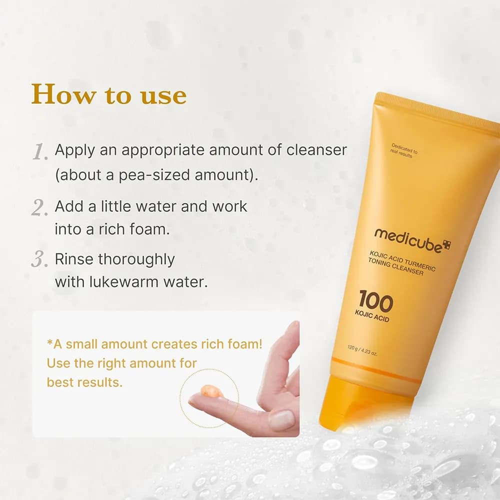 شوینده کوجیک اسید و زردچوبه روشن کننده مدی کیوب medicube Kojic Acid Turmeric Whip Cleanser — تصویر ۴
