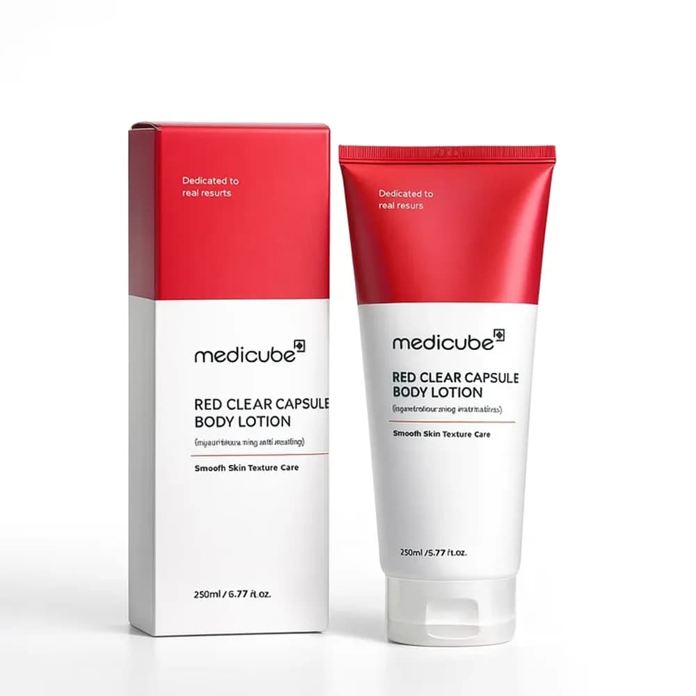 لوسیون بدن کپسولی روشن کننده و ضدالتهاب قرمز مدی کیوب — تصویر ۲