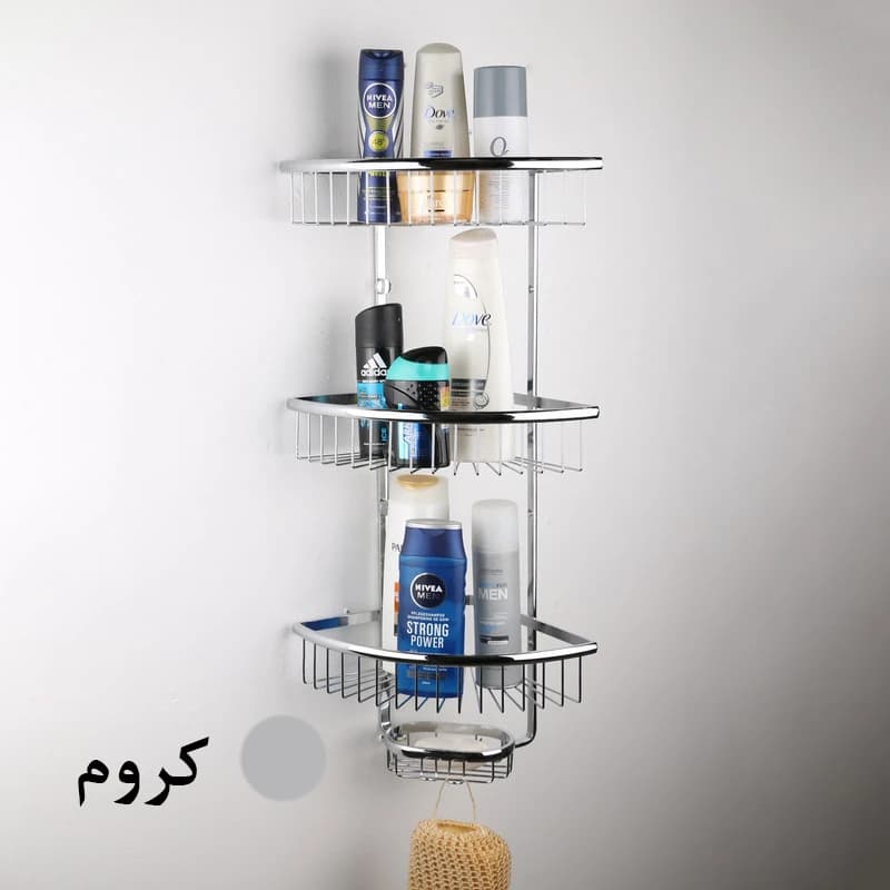جاشامپویی حمام استیل ۳ طبقه ضد زنگ کروم و طلایی براق — تصویر ۶