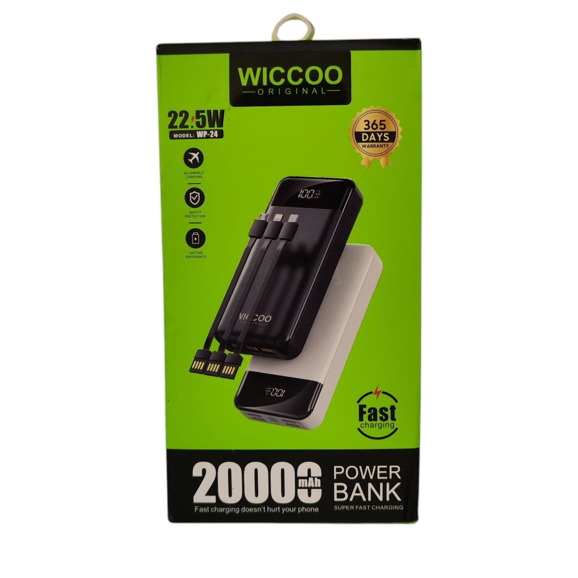 پاوربانک WICCOO مدل WP-24 – ظرفیت 20000 میلی‌آمپر-مشکی — تصویر ۲
