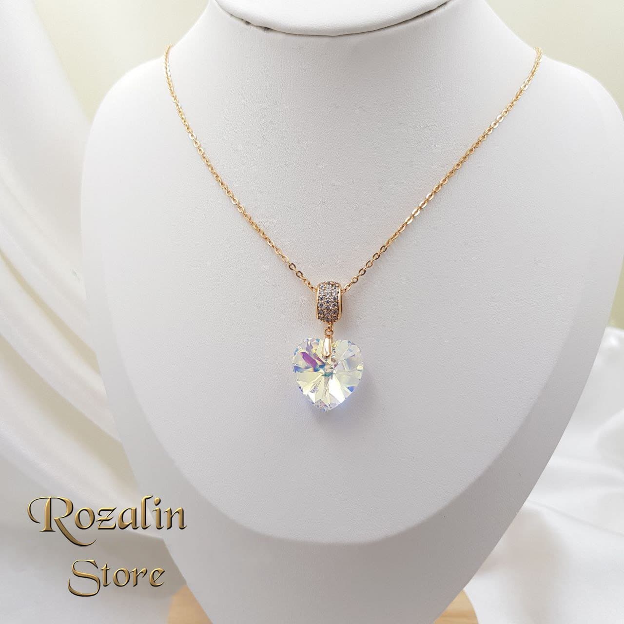 گردنبند زنانه ژوپینگ نگین سواروسکی مدل قلب کد RS-667 — تصویر ۴