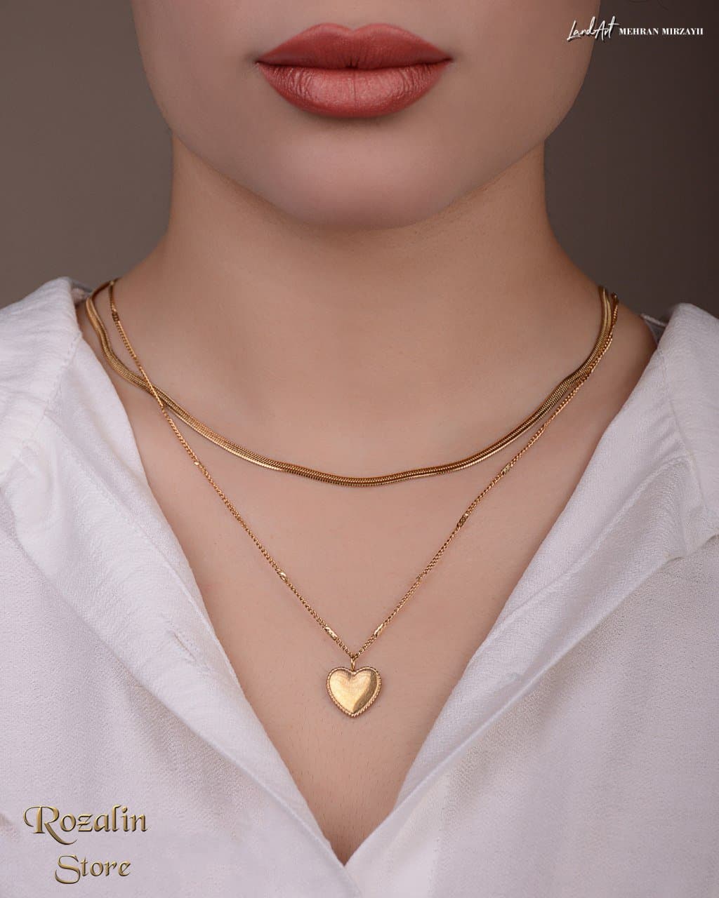 گردنبند زنانه استیل مدل قلب دولاین کد RS-856
