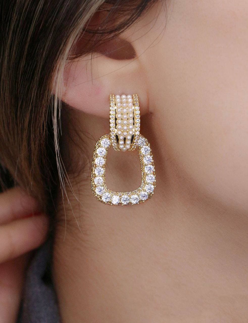 گوشواره زنانه آویز مرواریدی کد RS-570
