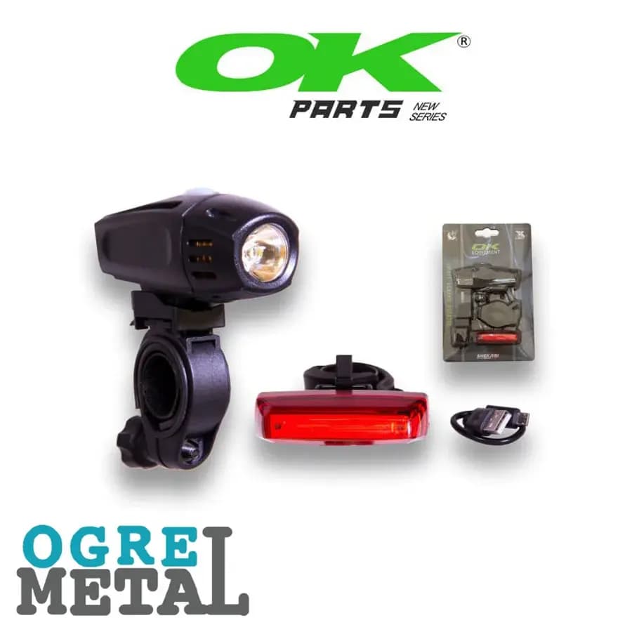 چراغ عقب و جلو دوچرخه مدل شارژی XC-2412 برند OK کد 2204