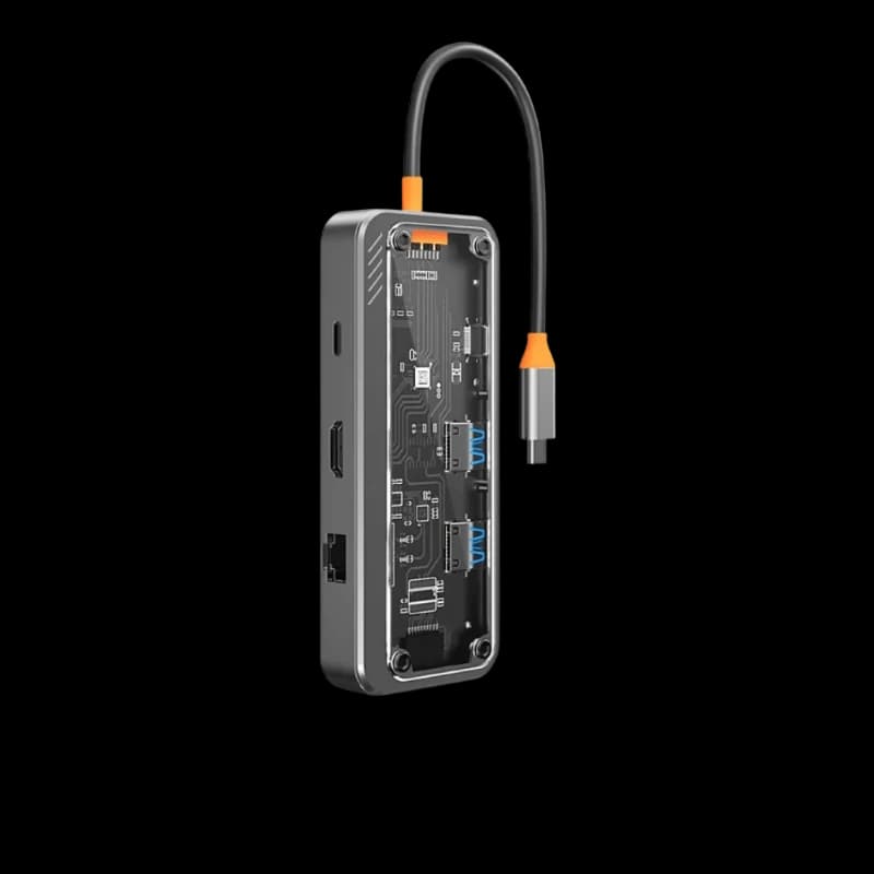 هاب تایپ سی 8 پورت شفاف کوتتسی Coteetci 8 IN 1 MULTIFUNCTIONAL DOCKING STATION 16016