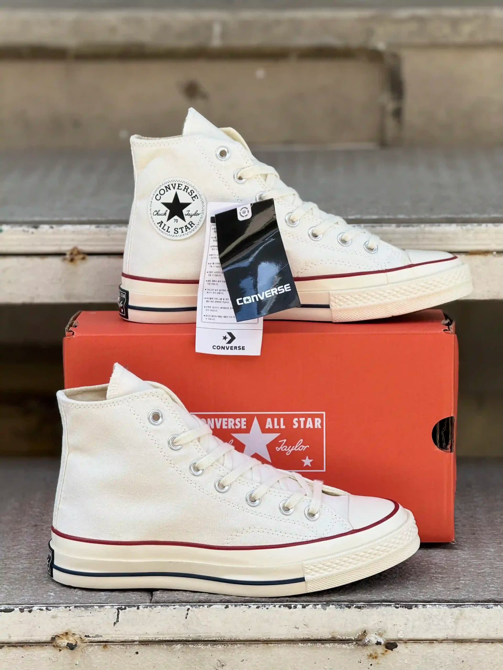 کانورس ساقدار کرم کمرنگ – Converse Chuck 70 high beige — تصویر ۷