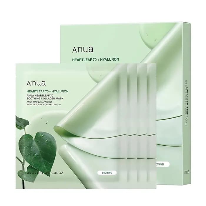ماسک ورقه ای تسکین دهنده و آبرسان کلاژن دار آنوا Anua مدل Heartleaf 70 Soothing — تصویر ۱۲