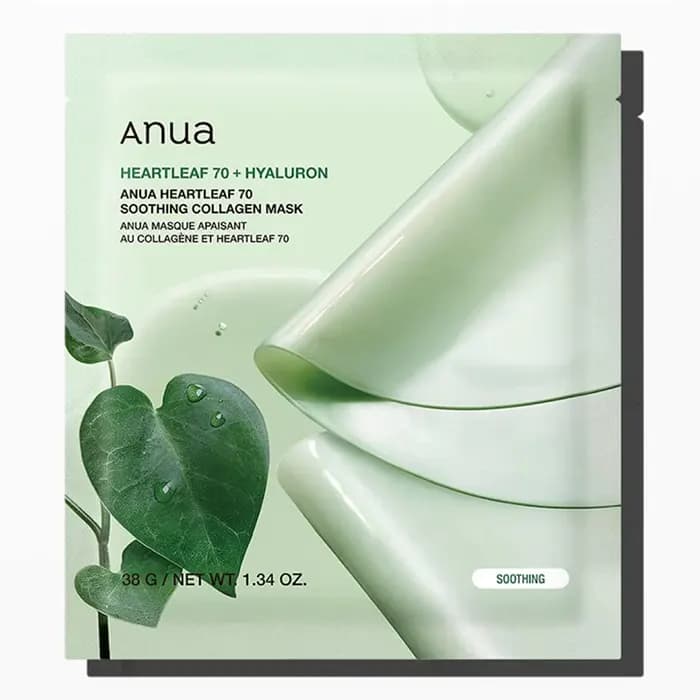 ماسک ورقه ای تسکین دهنده و آبرسان کلاژن دار آنوا Anua مدل Heartleaf 70 Soothing — تصویر ۷