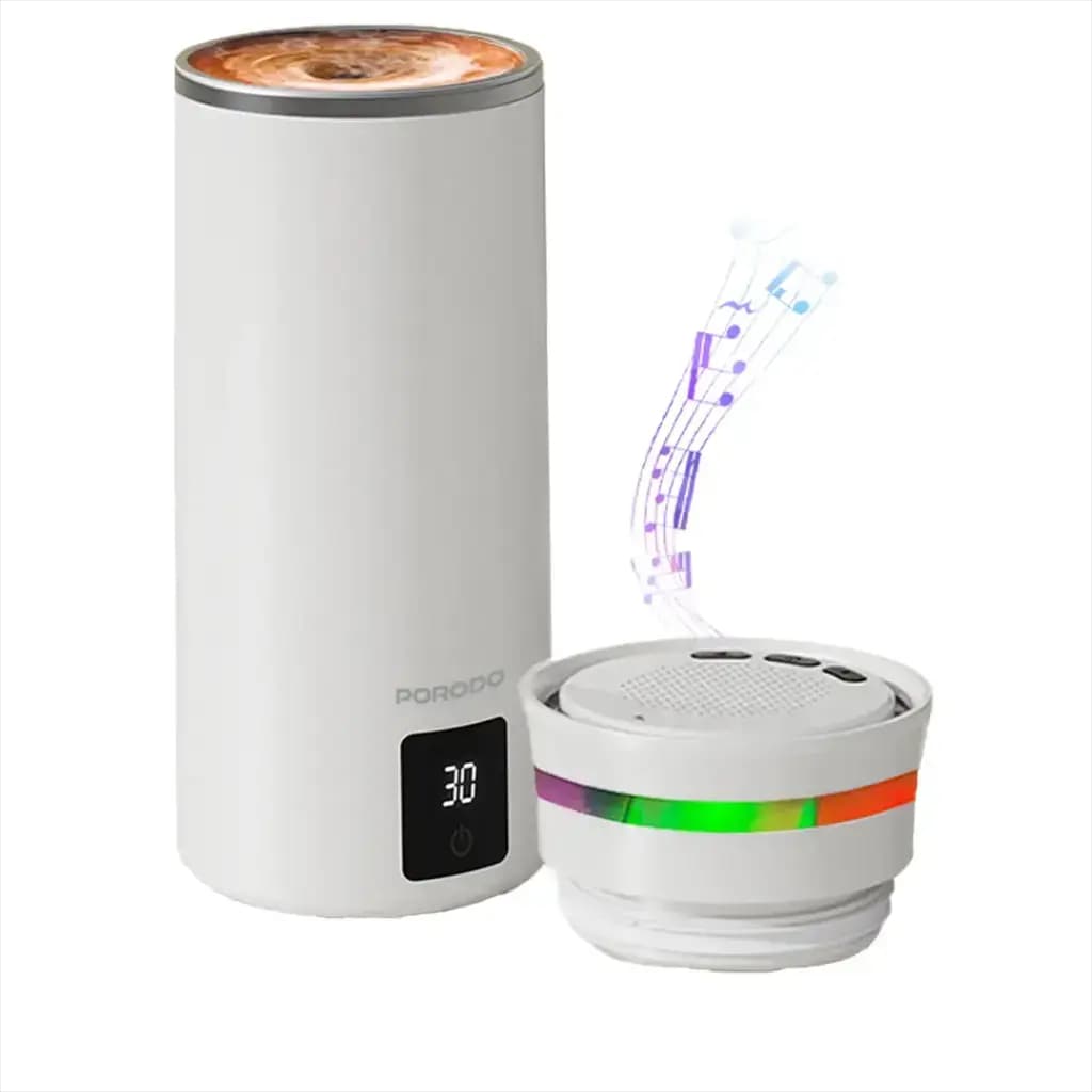 ماگ همزن مغناطسی و اسپیکر پرودو Porodo Fluxmix 350mL Stirring Cup with Speaker