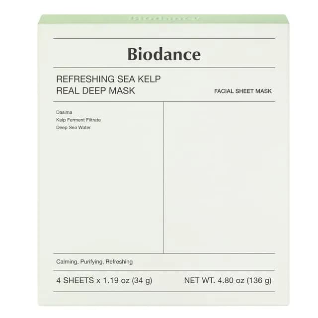 ماسک ورقه‌ ای جلبک دریایی بایودنس Biodance شاداب کننده و ضد التهاب بسته 4 عددی — تصویر ۳