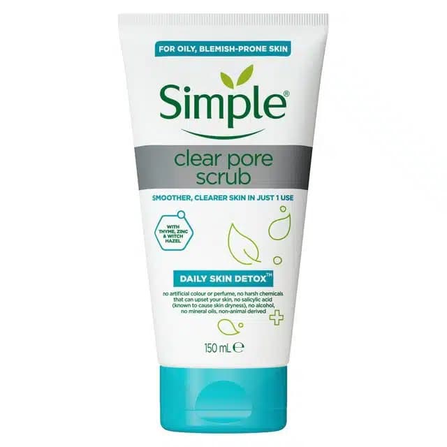 اسکراب پوست چرب سیمپل Simple مدل Clear Pore Scrub حجم 150 میل — تصویر ۲
